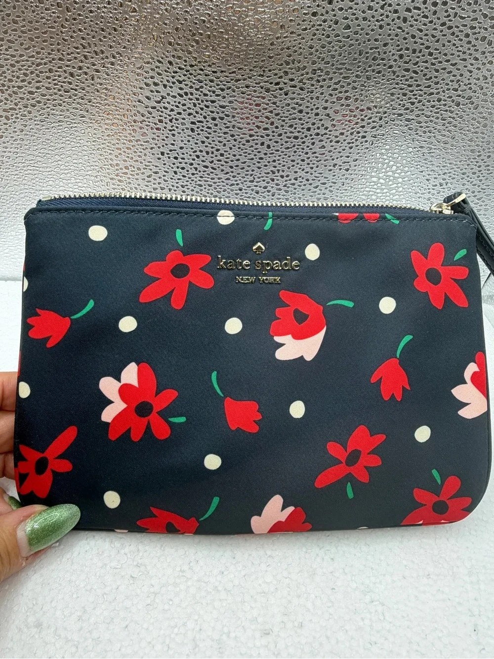 Kate Spade Black Floral Wristlet LIKE NEW